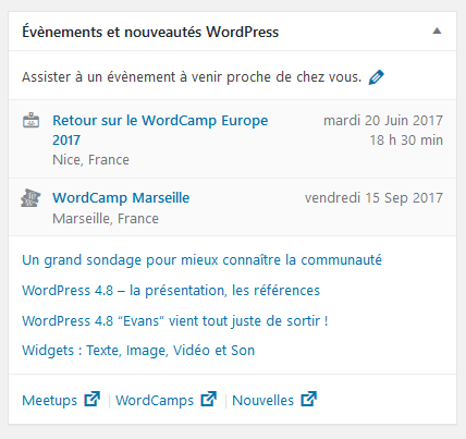 Le nouveau bloc wordpress événements et actualités